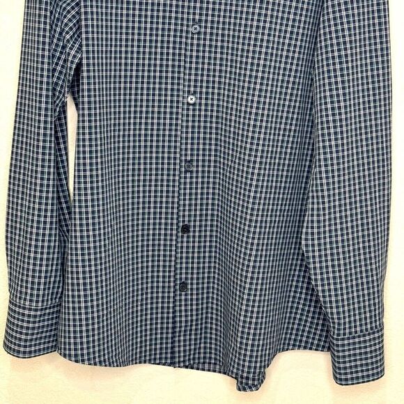 Mizzen + Main Leeward Classic Cut Shirt Size Large Blue Plaid Long Sleeve Button - Picture 5 of 7